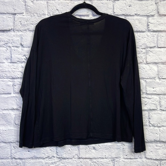 Vince Womens Long Sleeve V-Neck Pullover Blouse Top Black Size M - Picture 11 of 13